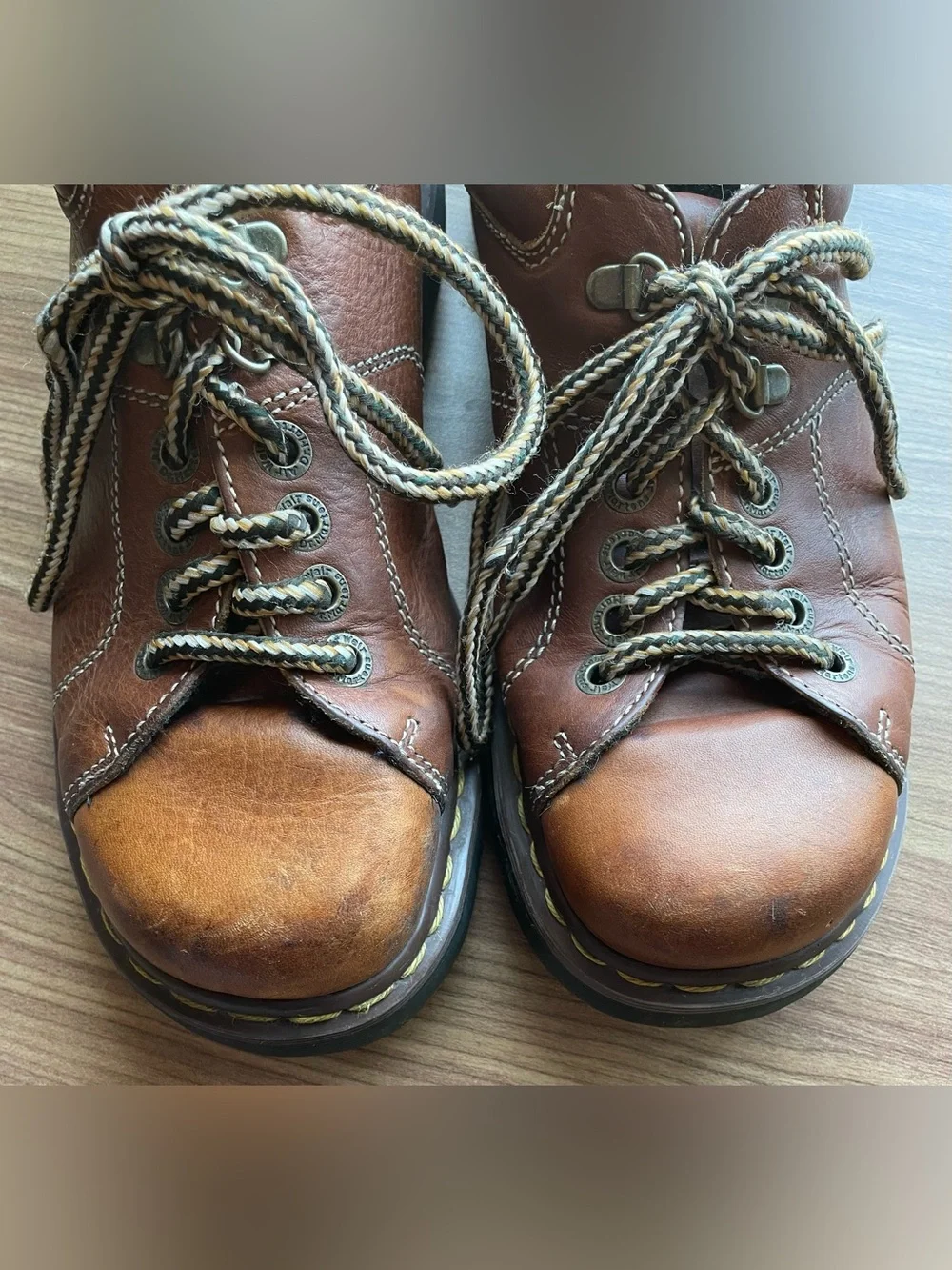 VTG Dr. Martens 8A40 Brown Leather Platform Oxfords Made in England Chunky Men 8